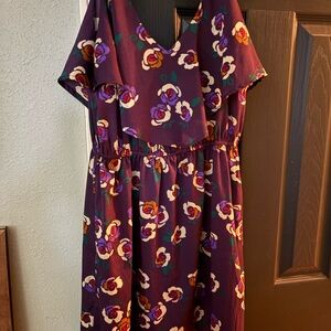 Floral Purple Women's  silk Dress